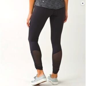 Lululemon Sweaty Endeavor Leggings Womens Sz 6 Full-On Leon Ruched Mesh Black